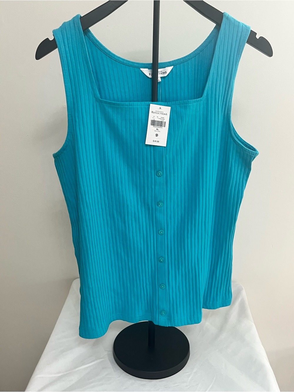 Northern Reflections Turquoise Ribbed Button-Front Tank